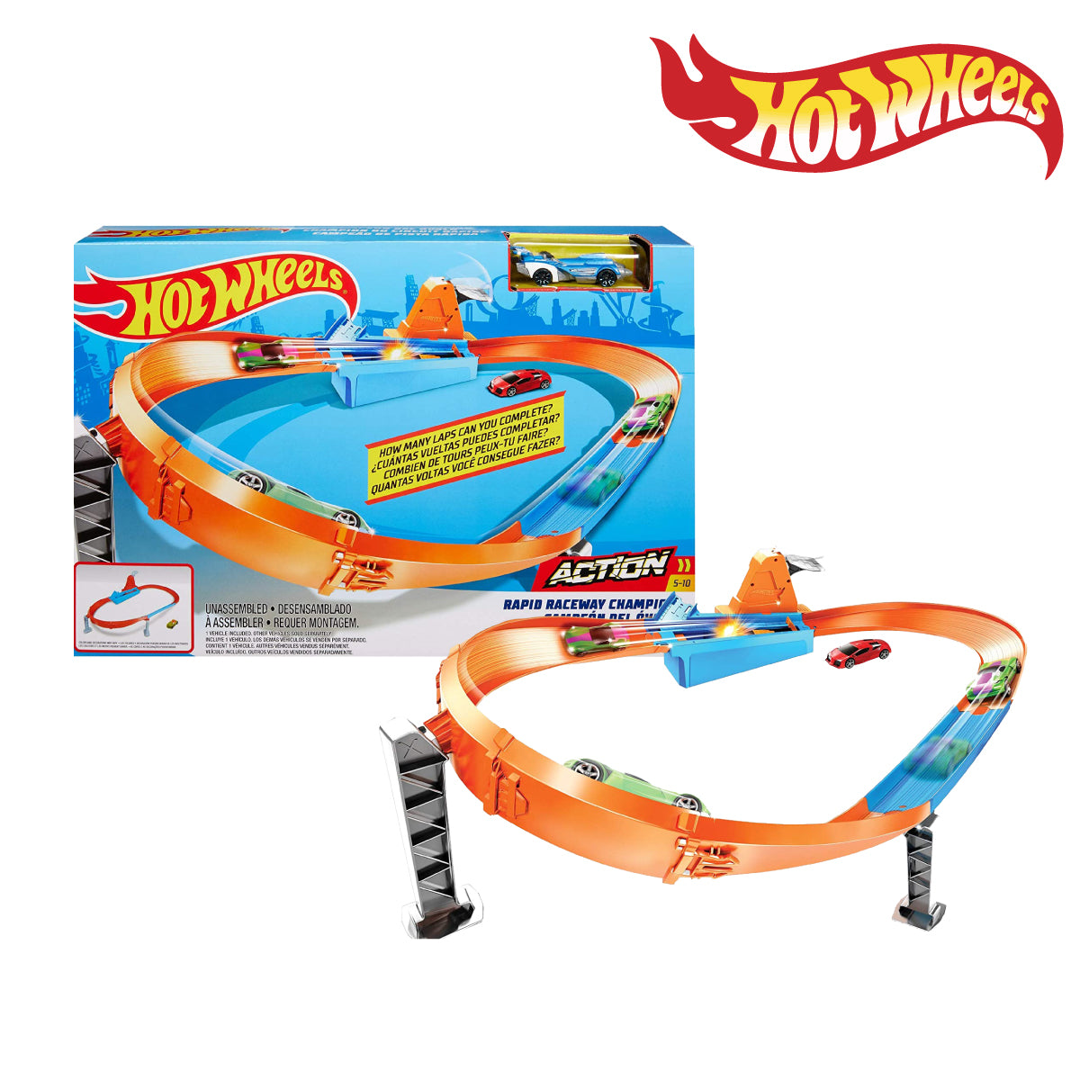 Picture of Hot Wheels GJM75 (GBF81) Rapid Raceway Champion Playset, Ages 5+