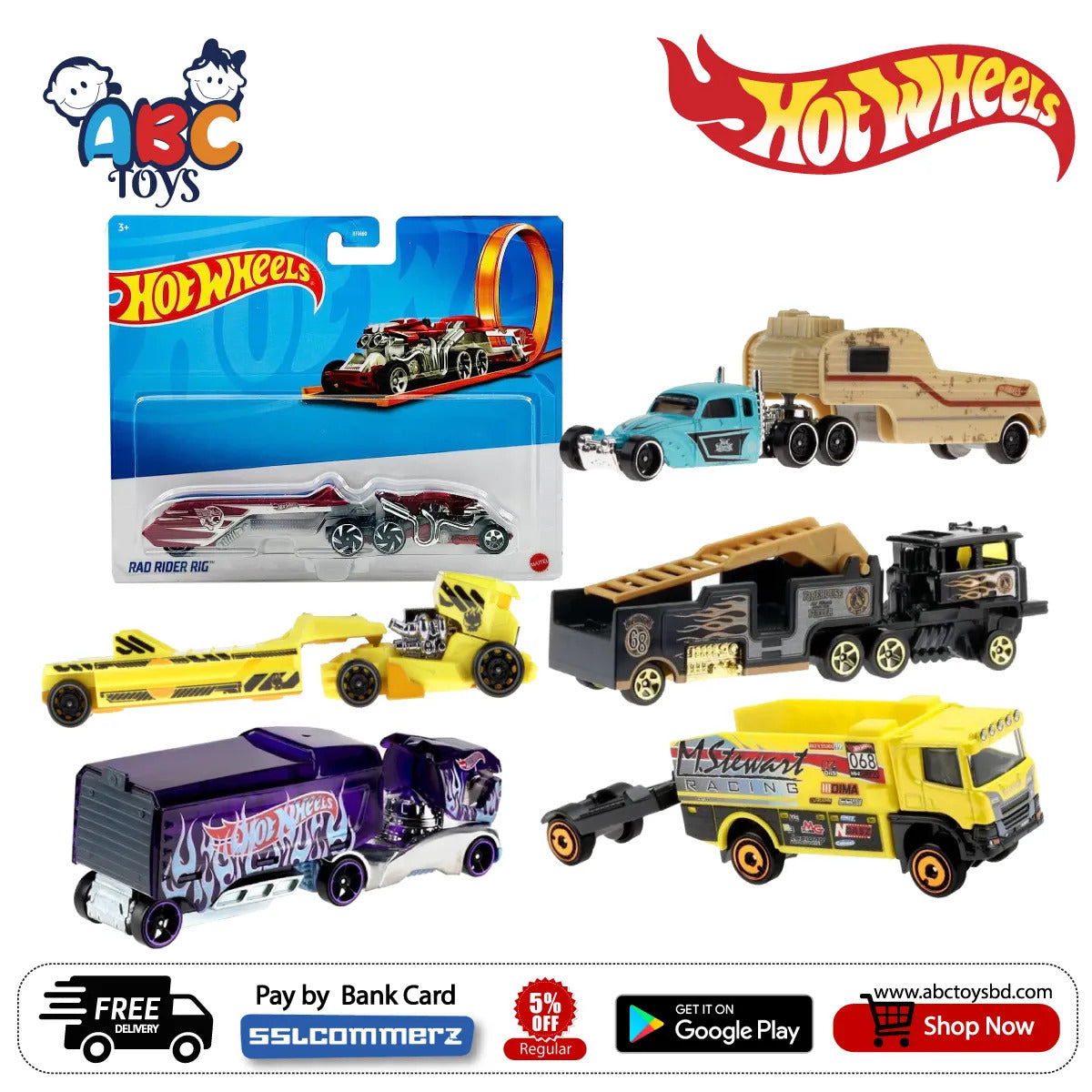 Picture of Hot Wheels BFM60 Track Trucks Assortment, Ages 3+