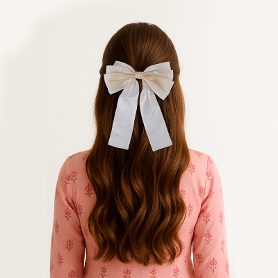 Picture of Bow Ribbon Spring Hair Clip For Girls (Buy 1 Get 1 Free)