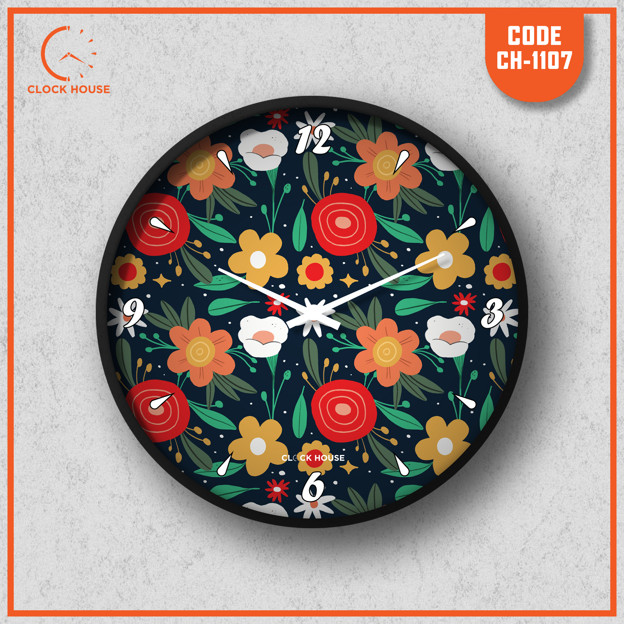 Picture of Clock House BD Floral Wall Clock Multicolor
