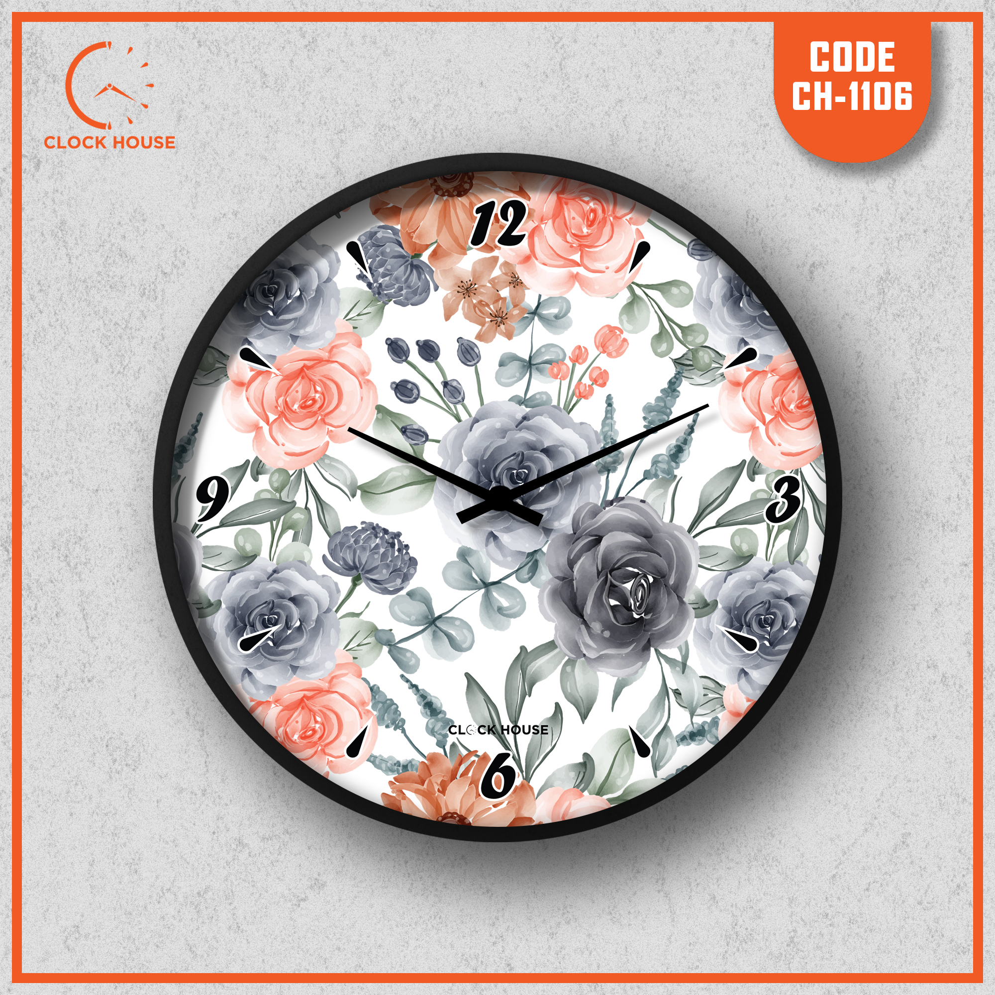 Picture of Clock House BD Floral Wall Clock Multicolor
