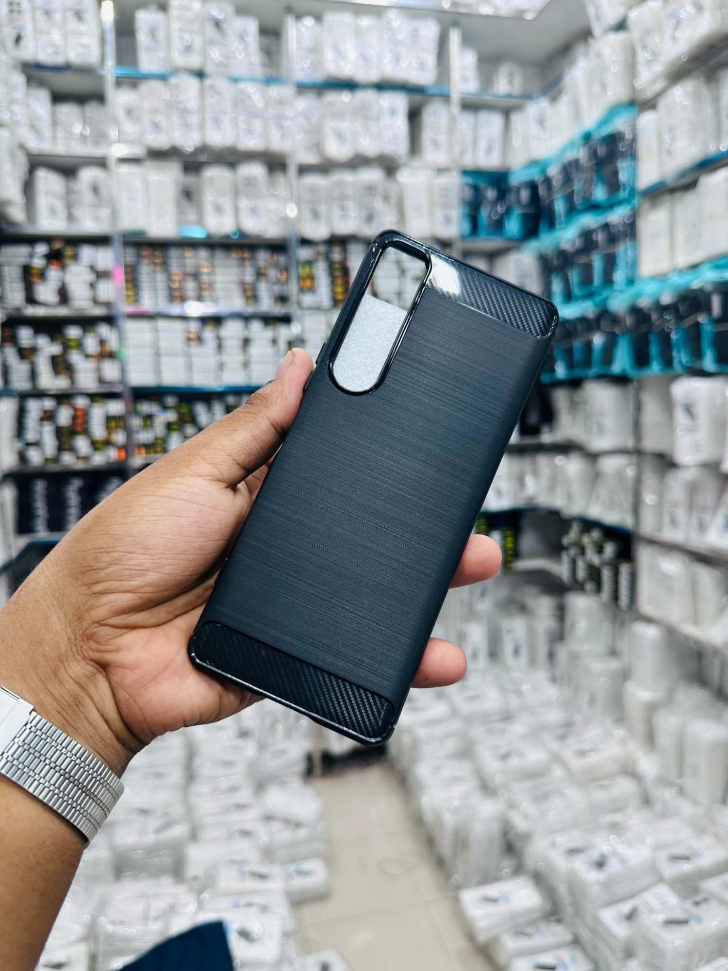 Picture of Leweisi Carbon Fiber Bumper Phone Case For Sony Xperia 1 iv I Back Cover Coque Shockproof Protective 1 mark 4