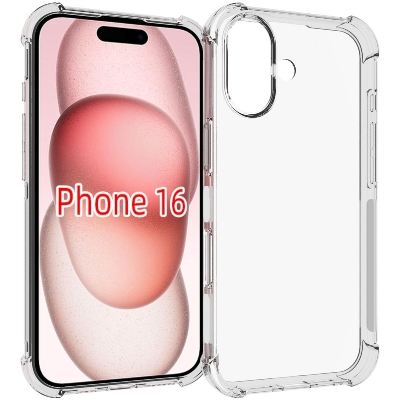 Picture of For iphone 16   Luxury Crystal Clear Case Soft Silicone Shockproof Transparent Shell TPU