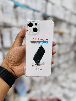 Picture of For Apple I Phone 15 Plus + (6.7) Silicone Airbag cover Shockproof Transparent Protective Clear Back Cover TPU Case