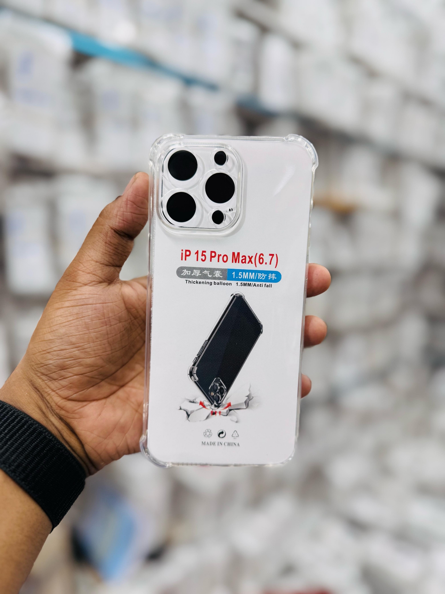 Picture of For Apple I Phone 15 Pro Max (6.7) Silicone Airbag cover Shockproof Transparent Protective Clear Back Cover TPU Case