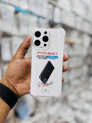 Picture of For Apple I Phone 15 Pro Max (6.7) Silicone Airbag cover Shockproof Transparent Protective Clear Back Cover TPU Case