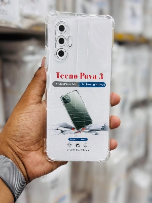 Picture of For Tecno Pova 3  Silicone Airbag cover Shockproof Transparent Protective Clear Back Cover TPU Case
