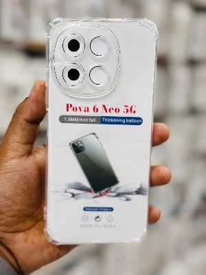 Picture of For Tecno Pova 6 Neo 5G Silicone Airbag cover Shockproof Transparent Protective Clear Back Cover TPU Case