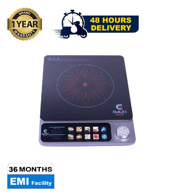 Picture of Gazi Smiss Infrared Cooker IF-HL02 2200W, Energy Efficient, Touch Sensor,  Multiple Cooking Functions, Polished Crystal Glass with Aluminum Ring (Best Price)