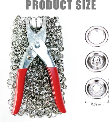 Picture of Snap Fastener Kit Snap Button Tool for Clothing Sewing Leather Snaps Buttons for Shirt Jeans Carry Bag Craft Diy Supplies（100PCS）