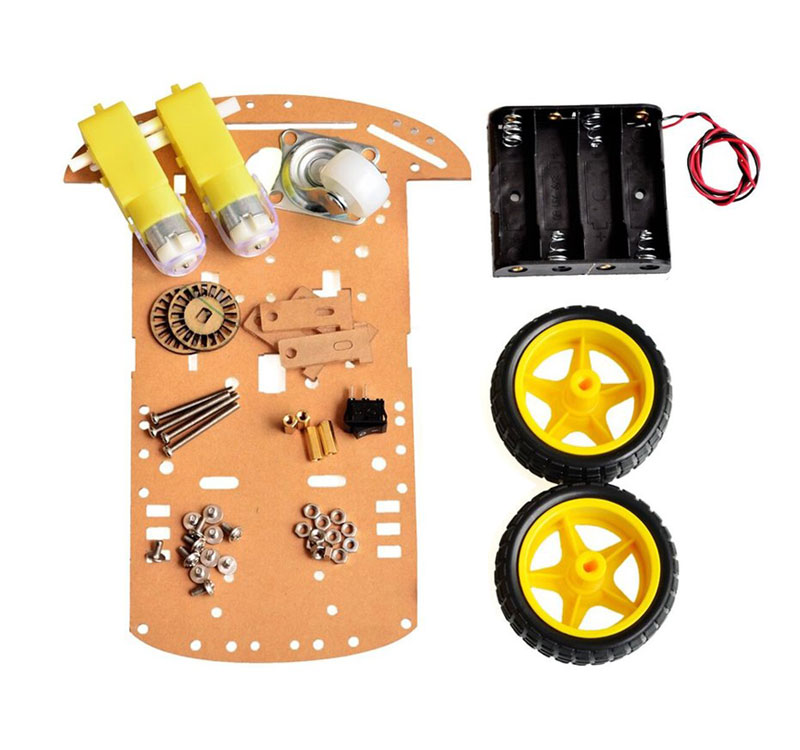 Picture of 2WD Smart Robot Car Chassis Kit 2WD Multi-Functional 2WD Smart Robot Car Single Layer Acrylic Chassis Plate 26cm Kit Without Battery Holder For Arduinos Uno R3 Project