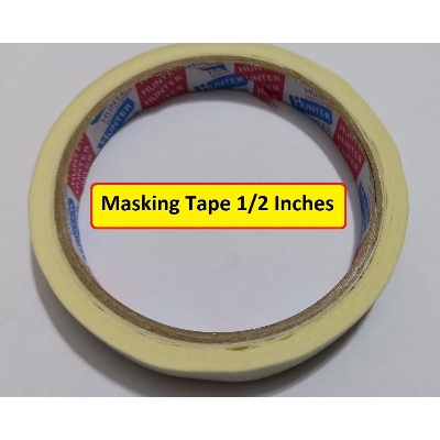 Picture of 2Pcs- MASKING  Tape 1/2 Inch Width 12mm Length 10 Meter Multi Purpose Masking Tape Rubber Glue Crepe Paper Masking Tape For Wall Painting Paper Masking Tape