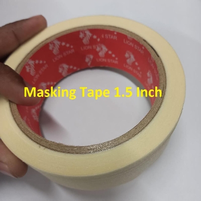 Picture of MASKING Tape 1.5" Inch Width 38mm Length 10 Meter Multi Purpose Masking Tape Rubber Glue Crepe Paper Masking Tape For Wall Painting Paper Masking Adhesives & Tape