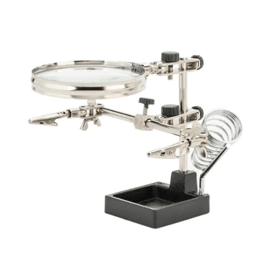 Picture of JM508 Third Hand JM508 3rd Hand With Soldering Iron Stand Helping Hand Magnifier Glass Workstation Magnifying Lens With Adjustable Clamp Clamping Clips PCB Solder Iron Stand