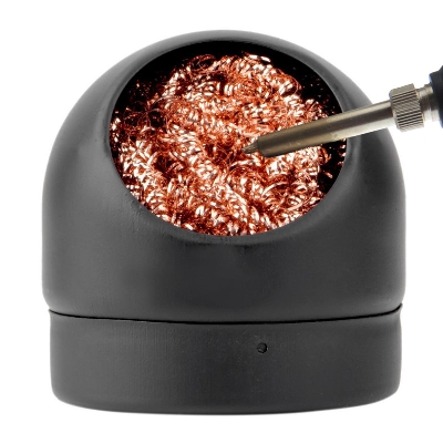 Picture of TIP CLEANER Soldering Iron Tip Cleaner 70x66mm Soldering Solder Iron Tip Bit Cleaning Mesh Filter Brass Copper Brush Coil Wire Tip Cleaner With Ball Metal Stand Holder