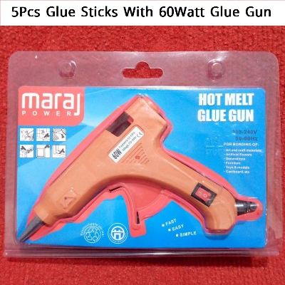 Picture of 5Pcs Glue Sticks With 60Watt Hot Melt Electric Glue G-U-N Machine Ac 220V 60W Heat G-U-N Glue Machine For 7Mm Glue Sticks 60 Watt Constant Temperature Diy Craft Art Heat Repair Tool - Glue G-u-n