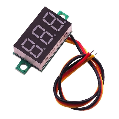 Picture of RED 3-Wire DC Voltmeter 0.36″ Inch Mini Digital Car Voltmeter 0.36″ Inch Red LED Display DC 0-100V 3 Wire Volt Meter Red Color Battery Voltage Checker Panel Indicator Monitor With Cables