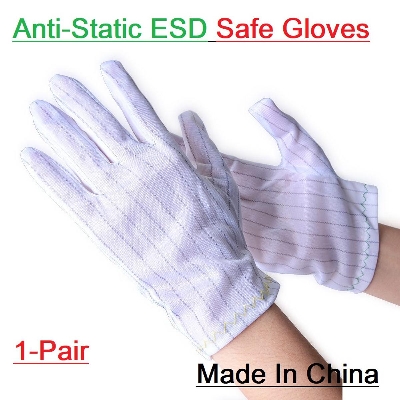 Picture of 2Pcs- Anti-Static ESD Safe Gloves Anti Static Reusable Polyester Non-Slip Industrial Gloves For Electronic Assembly Computer Network Safety Electrostatic Discharge Gloves Cleaning Gloves - hand gloves