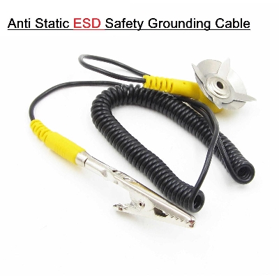 Picture of ESD Grounding Cable 1.5M ESD Anti Static Safety Clip Flexible Coiled Ground Cables Grounding ESD Mats Grounding Cable Cord Elastic Grounding Wire