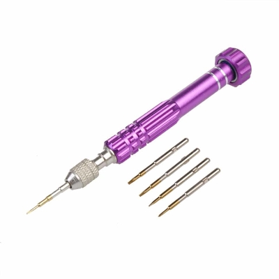 Picture of 5 In 1 SCREW DRIVERS Multi Function 5 In 1 Precision Screwdriver Set Repair Tool Kit T5 T6 1.2mm 1.5mm 0.8mm Alloy Steel & Titanium Handle For Disassemble Watch Cell Phone Jewelry Computer Laptop