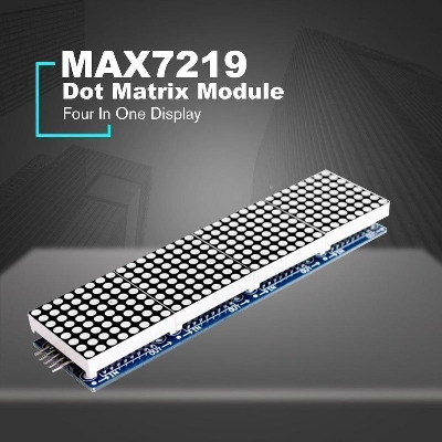 Picture of Max7219 Max-7219 7219 Red Dot Matrix Module 4 In 1 8Ã—8 Dot Microcontroller Line Display With 5 Pin Cables For Interfacing Arduino Electronics Circuitry & Parts - Multi Plug