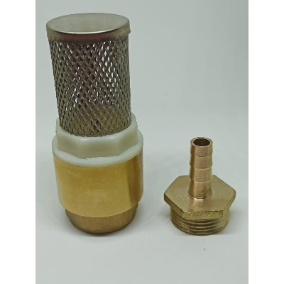 Picture of Foot Valve With Filter 3/4″ Inch Female Check Bulb For 3/4″ Inch Pipe With Stainless Steel Filter & Nozzle For 8mm Pipe Copper Body AC DC Pump