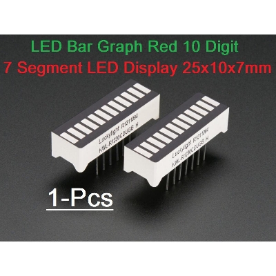 Picture of RED 10 Digits Battery Indicator LED Graph Red 10 Segments LED Display Light 25x10x7mm For Batteries Indicators Light Electronics Circuitry & Parts