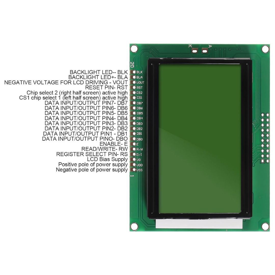 Picture of LCD12864 12864 Full Graphics LCD Display Monitor 12864 128×64 5V Character Blue Backlight Screen LCD 12864 IIC I2C For Arduino LCD Display Electronics Circuitry & Parts