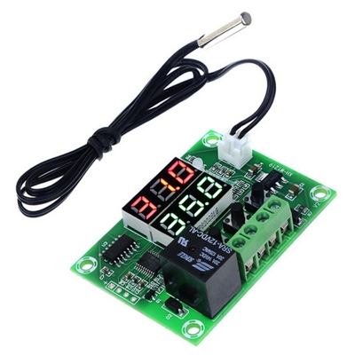 Picture of Xh-W1219 W1219 Digital Dual Red Green Led Display Thermostat Dc 12V Ac 220V Digital Temperature Controller Boards Incubator Switches Module With Waterproof Ntc Probe Cables & 10A Relay - Multi Plug