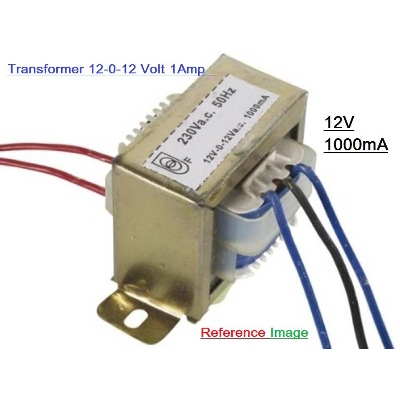 Picture of 1Amp 12V Transformer 12V-0-12V 1000Ma Input Ac 220V 50Hz Output Dc 12 Volt 1A Step Down Transformers For Power Supplies Adapters Electronics Project Diy - Multi Plug