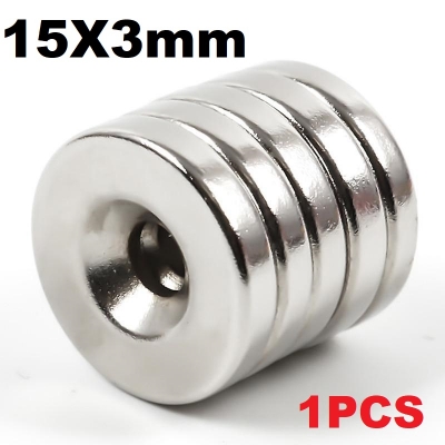 Picture of 15mm Disc Neodymium Magnet 15x3mm With Countersunk Hole Industrial Super Strong Neodymium Magnets Super Strength Permanent NdFeB N35 Magnet For