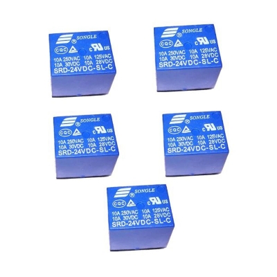 Picture of 24V Relay DC-24V DC24V 10A 250VAC 5 Pin Coil SPDT Power Relays SRD-24VDC-SL-C PCB Mount Auto Universal Power Relay Switches DC 24V Relay