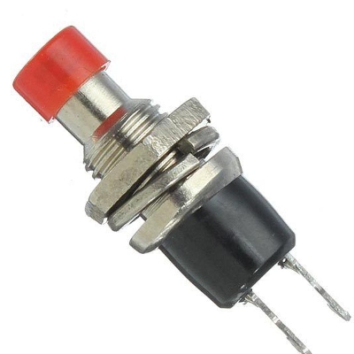 Picture of 2Pcs- RED CAP 2 Pin Momentary Stainless Steel Knob Switches 2Pin AC 250V 1A Mini Push Button SPST Momentary On Off Normally Open Lockless Momentary Push Button Switches