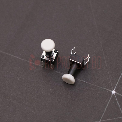 Picture of 10Pcs- LONG Head With WHITE Cap Momentary 4Pin Tactile Tact Push Button Switch 4 Pin 6x6x12mm On Off PCB DIP Touch Switch Push Button Switch Square Push Switch Light Switch