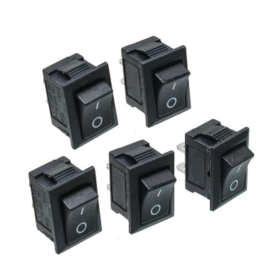 Picture of 5Pcs- 6A BLACK Color MICRO Rocker Switch 3 Pin 6A 250V 2 Positions SPDT ON OFF Boat Rocker Switches Power Rocker Switches Electronic Projects