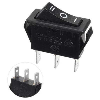 Picture of ON-OFF-ON 15A KCD3 Rocker Switch 15A 250V 3 Pin BLACK Color Switches 3Pin On Off On 3 Positions Power Switches For Auto Car Boat IPS UPS Heat Machine Drill Machine