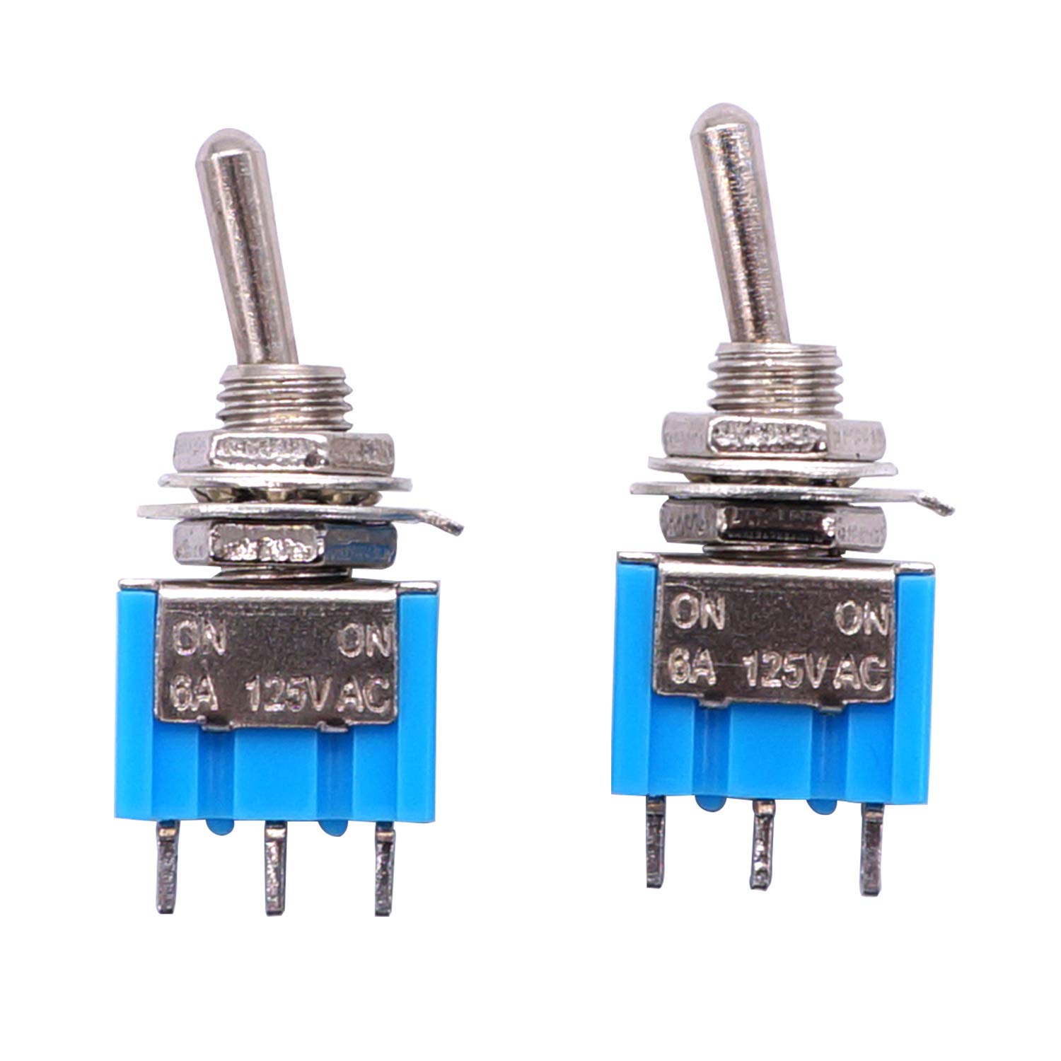 Picture of 10mm Long HEAD 3Pin Self-Lock TOGGLE Switch MTS202 AC 125V 6A 3 Pin 3 Positions SPDT ON-OFF-ON Miniature Toggle Switch With 10mm Handle For Car Bus Truck CNG
