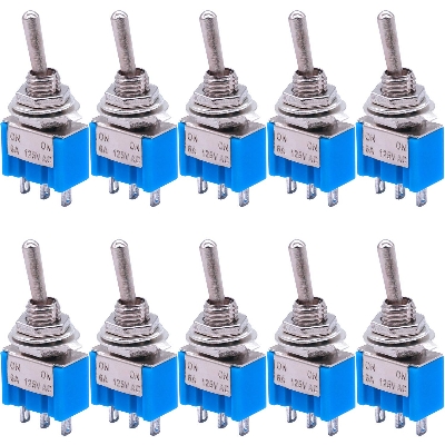 Picture of 10mm Long HEAD 3Pin Self-Lock TOGGLE Switch MTS202 AC 125V 6A 3 Pin 3 Positions SPDT ON-OFF-ON Miniature Toggle Switch With 10mm Handle For Car Bus Truck CNG