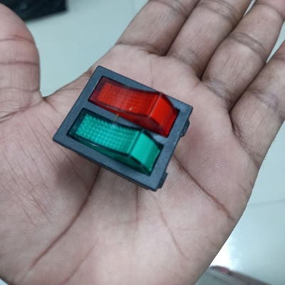 Picture of KCD1 Double Boat GREEN & RED Light Rocker Switches 6 Pin 15A 250V DPDT Red & Green Button With Light LED Light Illuminated Boat Rocker Switches Toggles