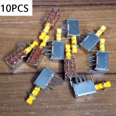 Picture of 10Pcs- PS-22E05 Metal Body Horizontal Type ON-OFF Switch 0.3A DC 50V 6 Pin Self Lock SWITCH For TV