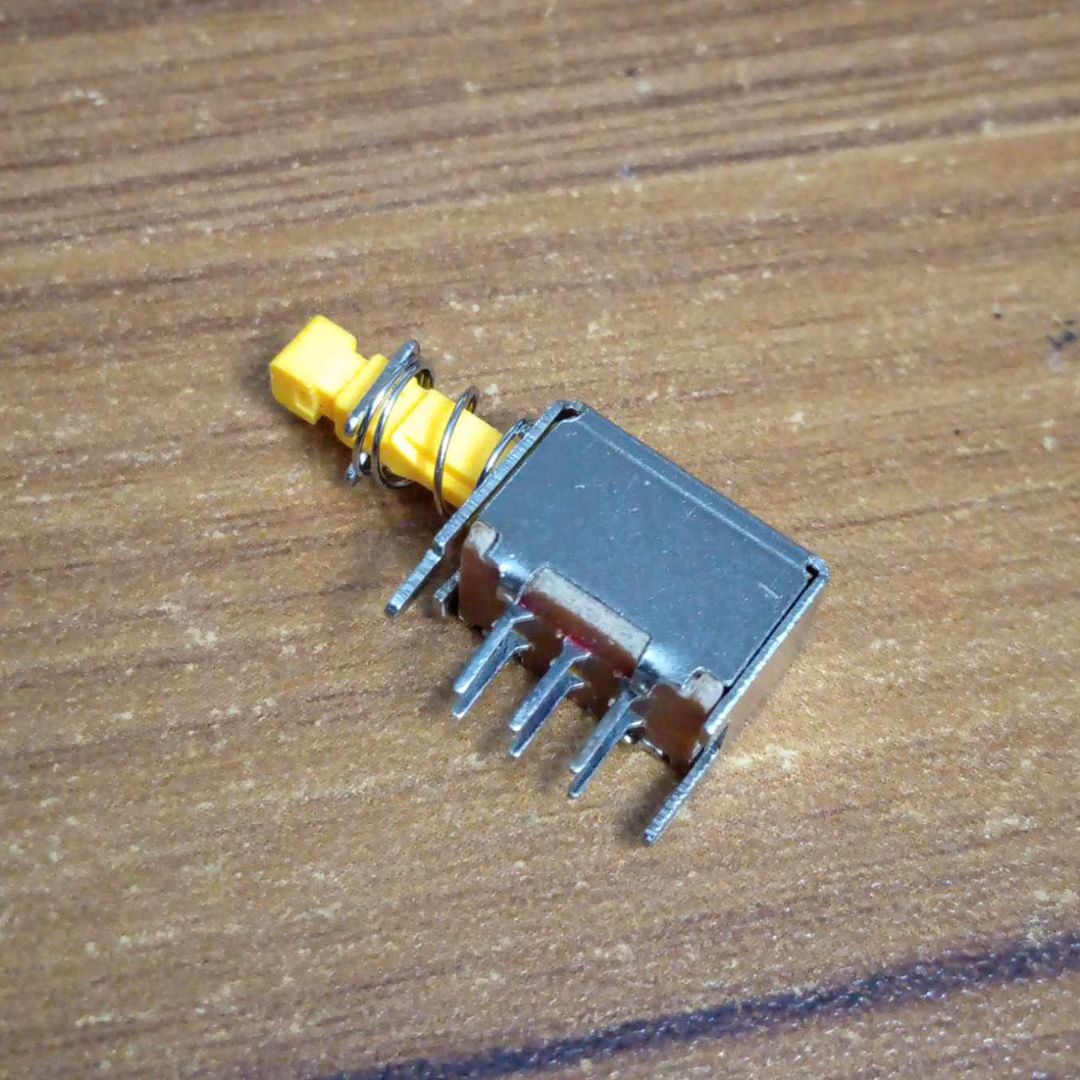 Picture of 10Pcs- PS-22E05 Metal Body Horizontal Type ON-OFF Switch 0.3A DC 50V 6 Pin Self Lock SWITCH For TV