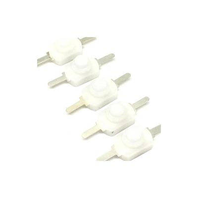 Picture of 10Pcs- 1208YD 1208-WBK WHITE Self Locking 2Pin 30V 1A On Off Mini Push Button Switch Latching Straight 2 Pin Electric Torch Flashlight Type Lamp Light Wall Outlet Switches