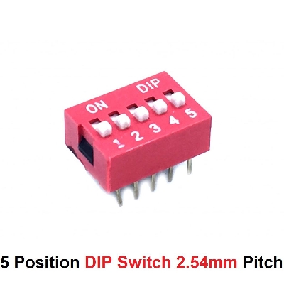 Picture of 3Pcs- 5 Position DIP Switches 2.54mm Pitch Horizontal DIP Switch Five Positions Piano Type Dial DIP Slide Switch For Electronics Circuit PCB