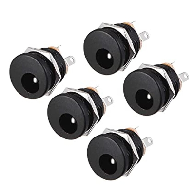 Picture of 5Pcs- DC022 DC-022 ROUND Panel Mount Female 2.1mm 3 Pin 5.5x2.1mm 5V 12V 24V DC Power Supply Socket Chassis Cables Connector Adapters With Nut Kit
