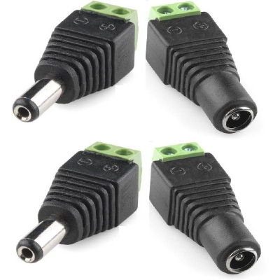 Picture of 1Pair- MALE FEMALE 2 Pin Screw Terminal With BARREL Type 2.1mm Male Female DC Power Jack Socket 5V 12V 24V 5.5×2.1mm Plug To Power Supply Jack Socket Adapters For LED Strip Cables