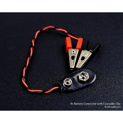 Picture of ALL-IGATOR Clips With 9V Connections Cables DC 9V Battery Clip Connector Cables Leads Socket 6F22 Battery  Connector With Dual Alligator Clip