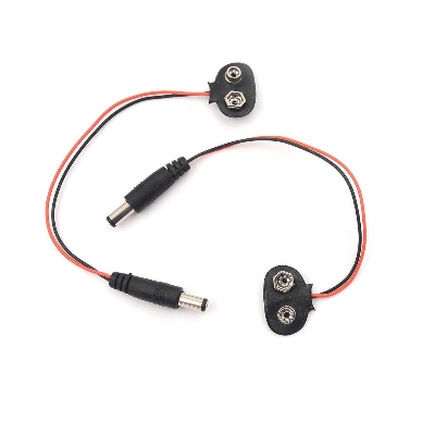 Picture of 9V Connections Socket Cables To DC Jack 2.1mm DC 9V Battery Clips Connector Leads Socket 6F22 Battery Holder With DC Power Jack 5.5x2.1mm For Electronics Circuitry & Projects