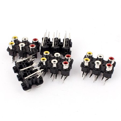 Picture of 6 Positions FEMALE Stereo Audio Video Socket 6 Positions AV RCA Female Socket Connector PCB Panel Mount Adapters For Audio Video Speakers DIY