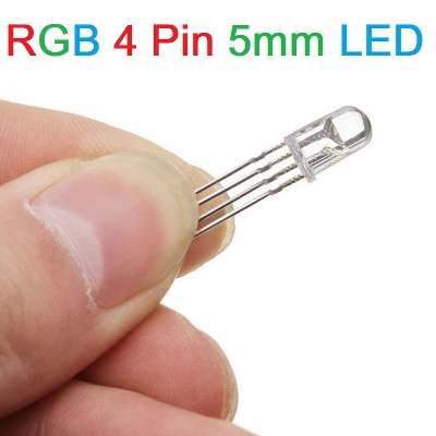 Picture of 5Pcs- 4Pin RGB LED Transparent 5mm Water Clear RGB LED 5mm 4 Pin Transparent Round 5mm LED Light Emitting Diode Water Clear RGB LEDs Blinking Light Bulbs