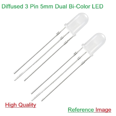 Picture of 5Pcs- 3Pin Bi-Color Diffused 5mm LED Dual Color LED 5mm 3 Pin Diffused Round 5mm LED Light Emitting Diode 2 Color LED Light Bulbs For Electronics Project